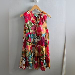 True Destinations Midi Floral Sleeveless Dress Beach Coverup Size Small